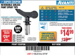 Harbor Freight Coupon REVERSIBLE AIRLESS PAINT SPRAY TIPS Lot No. 64628/64629/64639/64638 Expired: 4/7/19 - $14.99