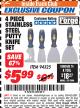 Harbor Freight ITC Coupon 4 PIECE STAINLESS STEEL PUTTY KNIFE SET Lot No. 94325 Expired: 3/31/18 - $5.99