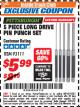 Harbor Freight ITC Coupon 5 PIECE LONG DRIVE PIN PUNCH SET Lot No. 93111 Expired: 12/31/17 - $5.99