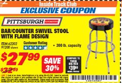 Harbor Freight ITC Coupon FLAME DESIGN BAR/COUNTER SWIVEL STOOL Lot No. 62202/91200 Expired: 5/31/18 - $27.99