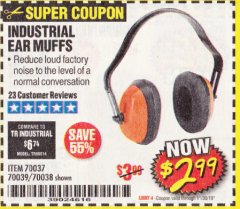 Harbor Freight Coupon INDUSTRIAL EAR MUFFS Lot No. 70037/70039/70038 Expired: 10/30/19 - $2.99