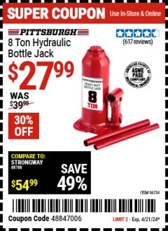 Harbor Freight FREE Coupon $ OFF ANY SHOP PRESS Lot No. 32879/33497 Expired: 4/17/24 - FWP
