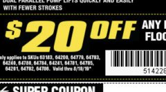 Harbor Freight Coupon $20 OFF ANY DAYTONA FLOOR JACK Lot No. 63183/64240/64241/64201/64200/64360/64883/64522/64880/64521/64878/64359/64882 Expired: 8/18/19 - $20
