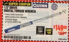 Harbor Freight Coupon 1/2" DRIVE DIGITAL TORQUE WRENCH Lot No. 64916 Expired: 7/31/19 - $149.99