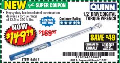 Harbor Freight Coupon 1/2" DRIVE DIGITAL TORQUE WRENCH Lot No. 64916 Expired: 11/9/19 - $149.99