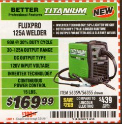 Harbor Freight Coupon TITANIUM EASY-FLUX 125 WELDER Lot No. 56359/56355 Expired: 7/31/19 - $169.99