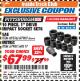 Harbor Freight ITC Coupon 10 PIECE 1" DRIVE IMPACT SOCKET SETS Lot No. 69516/67989/67987/69517 Expired: 11/30/17 - $67.99