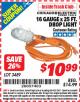 Harbor Freight ITC Coupon DROP LIGHT Lot No. 3489 Expired: 4/30/15 - $10.99