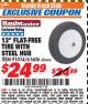 Harbor Freight ITC Coupon HAUL-MASTER 13 IN. FLAT-FREE TIRE WITH STEEL HUB Lot No. 61606 Expired: 10/31/17 - $24.99