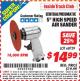 Harbor Freight ITC Coupon 5" HIGH SPEED AIR SANDER Lot No. 68739 Expired: 2/28/15 - $14.99