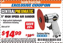 Harbor Freight ITC Coupon 5" HIGH SPEED AIR SANDER Lot No. 68739 Expired: 5/31/18 - $14.99