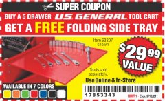 Harbor Freight FREE Coupon FOLDING SIDE TRAYS FOR TOOL CART Lot No. 56443,64641,64642,64724,64725,64726,62207 Expired: 2/12/21 - FWP