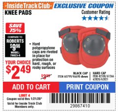 Harbor Freight ITC Coupon KNEE PADS Lot No. 60799/46698/42100/61366/62820/62821 Expired: 1/21/20 - $2.49