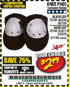 Harbor Freight Coupon KNEE PADS Lot No. 60799/46698/42100/61366/62820/62821 Expired: 6/30/20 - $2.49