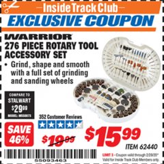 Harbor Freight ITC Coupon 276 PIECE ROTARY TOOL ACCESSORY SET Lot No. 62440 Expired: 2/29/20 - $15.99