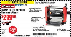 Harbor Freight Coupon 15 AMP 12 1/2" PORTABLE THICKNESS PLANER Lot No. 63445 Expired: 10/2/20 - $299.99