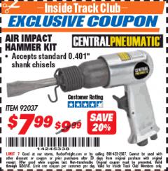 Harbor Freight ITC Coupon AIR IMPACT HAMMER KIT Lot No. 92037 Expired: 5/31/18 - $7.99