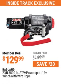 Harbor Freight ITC Coupon 3500 LB. ATV/POWERSPORT 12V WINCH WITH AUTOMATIC LOAD-HOLDING BRAKE Lot No. 56528/56259 Expired: 7/29/21 - $129.99