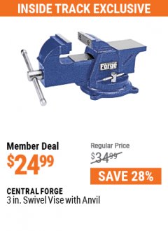 Harbor Freight Coupon 3" SWIVEL VISE WITH ANVIL Lot No. 7421/61329 Expired: 7/1/21 - $24.99