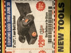 Harbor Freight Coupon 3" X 21", 7 AMP BELT SANDER Lot No. 64583 Expired: 5/30/20 - $29.99