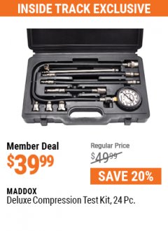 Harbor Freight ITC Coupon MADDOX 24 PIECE DELUXE COMPRESSION TEST KIT Lot No. 64917 Expired: 7/1/21 - $39.99