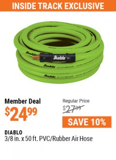 Harbor Freight ITC Coupon DIABLO 3/8” X 50’ PVC RUBBER AIR HOSE Lot No. 56569, 56570 Expired: 7/29/21 - $24.99