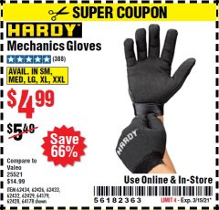 Harbor Freight Coupon HARDY MECHANICS GLOVES Lot No. 62434, 62426, 62433, 62432, 62429, 64179, 62428, 64178 Expired: 3/15/21 - $4.99