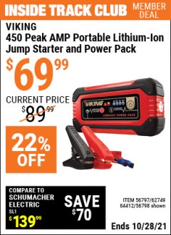 Harbor Freight ITC Coupon VIKING JUMP STARTER AND POWER PACK Lot No. 62749/64412/56798 Expired: 10/28/21 - $69.99