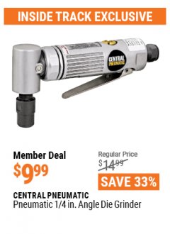 Harbor Freight ITC Coupon CENTRAL PNEUMATIC PNEUMATIC 1/4 IN. ANGLE DIE GRINDER Lot No. 32046 Expired: 4/29/21 - $9.99