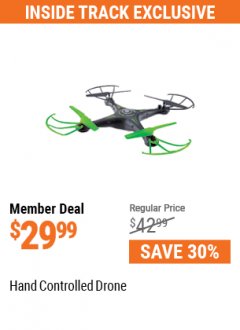 Harbor Freight ITC Coupon HAND CONTROLLED DRONE Lot No. 56658 Expired: 5/31/21 - $29.99
