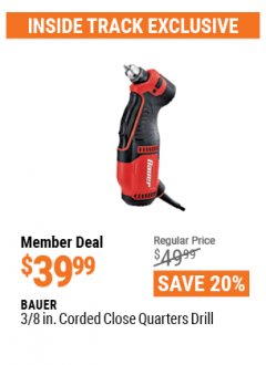 Harbor Freight ITC Coupon 3/8 IN. CORDED CLOSE QUARTERS DRILL Lot No. 57148 Expired: 4/29/21 - $39.99
