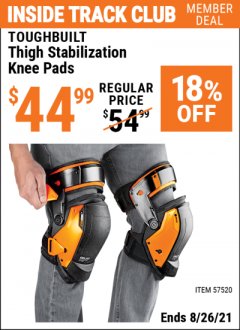 Harbor Freight ITC Coupon TOUGHBUILT THIGH STABILIZATION KNEE PADS Lot No. 57520 Expired: 8/26/21 - $44.99