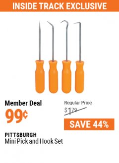 Harbor Freight ITC Coupon PITTSBURG MINI PICK AND HOOK SET Lot No. 63697, 66836, 94500, 63765, 34328 Expired: 5/31/21 - $0.99