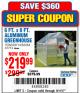 Harbor Freight Coupon 6 FT. x 8 FT. ALUMINUM GREENHOUSE Lot No. 47712/69714 Expired: 9/11/17 - $219.99