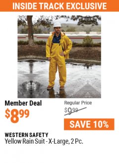 Harbor Freight Coupon WESTERN SAFETY YELLOW RAIN SUIT, X-LARGE, 2 PC. Lot No. 94875 Expired: 7/1/21 - $8.99