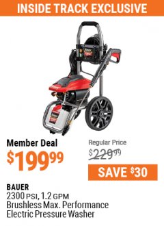 Harbor Freight ITC Coupon 2300 PSI, 1.2 GPM BRUSHLESS MAX. PERFORMANCE ELECTRIC PRESSURE WASHER Lot No. 57656 Expired: 7/29/21 - $199.99