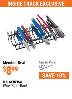 Harbor Freight ITC Coupon WIRE PLIERS RACK  Lot No. 70022 Expired: 7/29/21 - $8.99