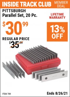 Harbor Freight ITC Coupon PITTSBURGH PARALLEL SET, 20 PC. Lot No. 789 Expired: 8/26/21 - $30.99