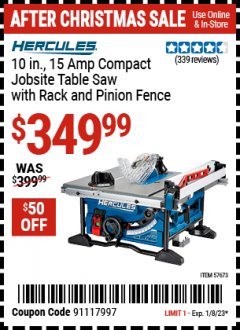 Harbor Freight Coupon HERCULES 12 IN. DUAL-BEVEL COMPOUND MITER SAW WITH PRECISION LED SHADOW GUIDE Lot No. 57675 Expired: 1/8/23 - $349.99
