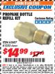 Harbor Freight ITC Coupon PROPANE BOTTLE REFILL KIT Lot No. 61555/45989 Expired: 8/31/17 - $14.99