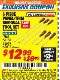 Harbor Freight ITC Coupon 6 PIECE PANEL/TRIM REMOVAL TOOL SET Lot No. 66188 Expired: 5/31/18 - $12.99