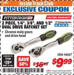 Harbor Freight ITC Coupon SAFETY GOGGLES PACK OF 3 Lot No. 94027 Expired: 4/30/20 - $9.99