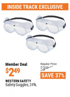 Harbor Freight ITC Coupon SAFETY GOGGLES PACK OF 3 Lot No. 94027 Expired: 4/29/21 - $2.49