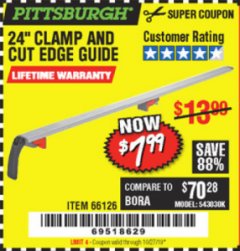 Harbor Freight Coupon 24" CLAMP AND CUT EDGE GUIDE Lot No. 66126 Expired: 10/27/19 - $7.99