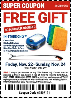 Harbor Freight FREE Coupon QUINN 3/8 IN. DRIVE 20-100 FT. LB. CLICK TORQUE WRENCH Lot No. 58994 Expired: 11/24/24 - NPR