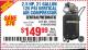 Harbor Freight Coupon 2.5 HP, 21 GALLON 125 PSI VERTICAL AIR COMPRESSOR Lot No. 67847/61454/61693/69091/62803/63635 Expired: 7/5/15 - $149.99