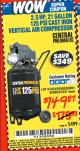 Harbor Freight Coupon 2.5 HP, 21 GALLON 125 PSI VERTICAL AIR COMPRESSOR Lot No. 67847/61454/61693/69091/62803/63635 Expired: 1/15/16 - $149.87
