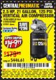 Harbor Freight Coupon 2.5 HP, 21 GALLON 125 PSI VERTICAL AIR COMPRESSOR Lot No. 67847/61454/61693/69091/62803/63635 Expired: 6/1/17 - $149.99