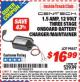 Harbor Freight ITC Coupon 1.5 AMP, 12V 3 STAGE ONBOARD BATTERY CHARGER/MAINTAINER Lot No. 99857 Expired: 4/30/16 - $16.99