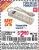 Harbor Freight Coupon FOUR OUTLET POWER STRIP Lot No. 91334/69689/62495/62505/62497 Expired: 11/21/15 - $2.99